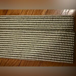 Pearl-Trim Wide Clutch in Cream